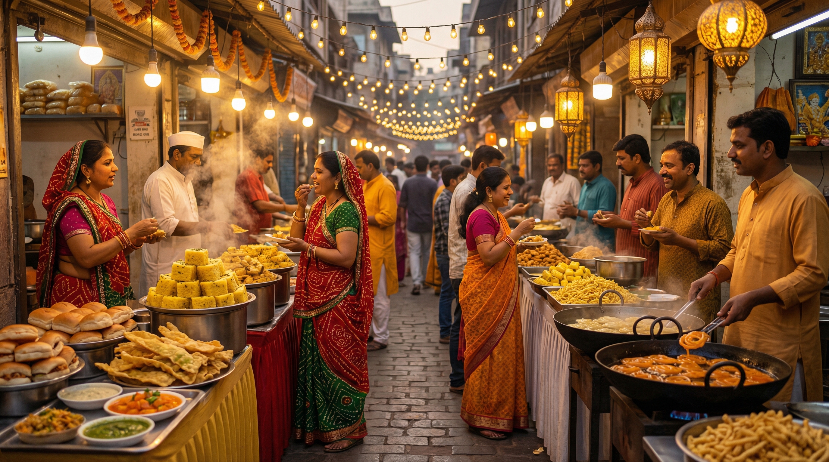 Gujarati street food market